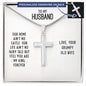 To My Husband - OUR HOME AIN'T NO CASTLE - Personalized Cross Necklace
