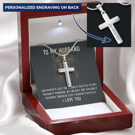 To My Husband - GOD DOESN’T GIVE - Personalized Cross Necklace