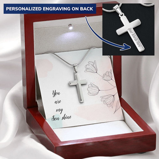 To my Son - You are my Son shine - Personalized Cross Necklace