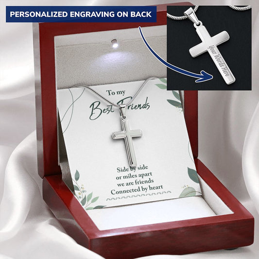 To my Best Friend - Side-by-side - Personalized Cross Necklace