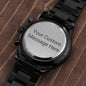 Men's PERSONALIZED GIFT - Buyer Customized Black Chronography Watch - Tell Him how you feel in YOUR OWN WORDS!