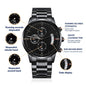 Men's PERSONALIZED GIFT - Buyer Customized Black Chronography Watch - Tell Him how you feel in YOUR OWN WORDS!