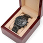 Men's PERSONALIZED GIFT - Buyer Customized Black Chronography Watch - Tell Him how you feel in YOUR OWN WORDS!
