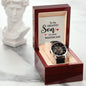 To the greatest Son on his Wedding Day! - Men's OpenWork Watch with Mahogany Box - Show him he IS Special!