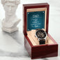 Dad a Son's first Hero - Men's OpenWork Watch with Mahogany Box - Show him he IS Special!