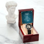 Dad a Son's first Hero - Men's OpenWork Watch with Mahogany Box - Show him he IS Special!