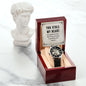 My Man-You stole my heart - Men's OpenWork Watch with Mahogany Box - Show him he IS Special!