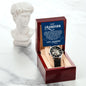 To My GrandSon - I thank The LORD for giving me such - Men's OpenWork Watch with Mahogany Box - Show him he IS Special!