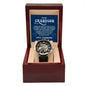 To My GrandSon - I thank The LORD for giving me such - Men's OpenWork Watch with Mahogany Box - Show him he IS Special!