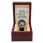 Son - you're one of a kind Men's OpenWork Watch with Mahogany Box - Show him he IS Special!