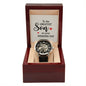 To the greatest Son on his Wedding Day! - Men's OpenWork Watch with Mahogany Box - Show him he IS Special!
