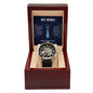 Dad my Hero - Men's OpenWork Watch with Mahogany Box - Show him he IS Special!