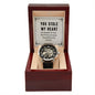 My Man-You stole my heart - Men's OpenWork Watch with Mahogany Box - Show him he IS Special!