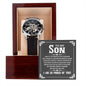 To My Son - I wish you the strength to face challenges - Men's OpenWork Watch with Mahogany Box - Show him he IS Special!
