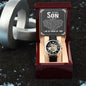 To My Son - I wish you the strength to face challenges - Men's OpenWork Watch with Mahogany Box - Show him he IS Special!