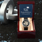 To our Son, Congratulations on your Graduation - Men's OpenWork Watch with Mahogany Box - Show him he IS Special!