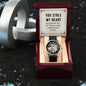 My Man-You stole my heart - Men's OpenWork Watch with Mahogany Box - Show him he IS Special!