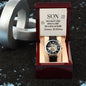 Son - you're one of a kind Men's OpenWork Watch with Mahogany Box - Show him he IS Special!