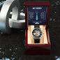 Dad my Hero - Men's OpenWork Watch with Mahogany Box - Show him he IS Special!