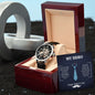 Dad my Hero - Men's OpenWork Watch with Mahogany Box - Show him he IS Special!