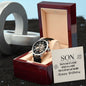 Son - you're one of a kind Men's OpenWork Watch with Mahogany Box - Show him he IS Special!