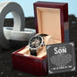 To My Son - I wish you the strength to face challenges - Men's OpenWork Watch with Mahogany Box - Show him he IS Special!