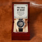 My Man-You stole my heart - Men's OpenWork Watch with Mahogany Box - Show him he IS Special!