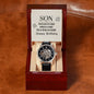 Son - you're one of a kind Men's OpenWork Watch with Mahogany Box - Show him he IS Special!