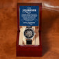 To My GrandSon - I thank The LORD for giving me such - Men's OpenWork Watch with Mahogany Box - Show him he IS Special!