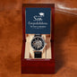 To our Son, Congratulations on your Graduation - Men's OpenWork Watch with Mahogany Box - Show him he IS Special!