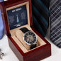 Dad my Hero - Men's OpenWork Watch with Mahogany Box - Show him he IS Special!