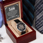 To My Son - I wish you the strength to face challenges - Men's OpenWork Watch with Mahogany Box - Show him he IS Special!