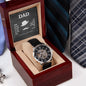 Dad I know you have loved me - Men's OpenWork Watch with Mahogany Box - Show him he IS Special!