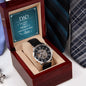 Dad a Son's first Hero - Men's OpenWork Watch with Mahogany Box - Show him he IS Special!