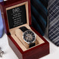 Dad you have loved me - Men's OpenWork Watch with Mahogany Box - Show him he IS Special!