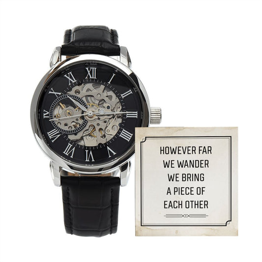 However far we wander - Men's OpenWork Watch with Mahogany Box - Show him he IS Special!