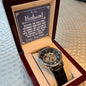 To My Husband - Meeting you was fate - Men's OpenWork Watch with Mahogany Box - Show him he IS Special!