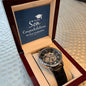To our Son, Congratulations on your Graduation - Men's OpenWork Watch with Mahogany Box - Show him he IS Special!