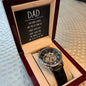 Dad you have loved me - Men's OpenWork Watch with Mahogany Box - Show him he IS Special!