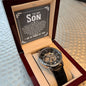 To My Son - I wish you the strength to face challenges - Men's OpenWork Watch with Mahogany Box - Show him he IS Special!