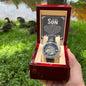 To My Son - I wish you the strength to face challenges - Men's OpenWork Watch with Mahogany Box - Show him he IS Special!