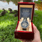 To my Son-When I see you - Men's OpenWork Watch with Mahogany Box - Show him he IS Special!