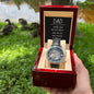Dad you have loved me - Men's OpenWork Watch with Mahogany Box - Show him he IS Special!