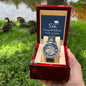 To our Son, Congratulations on your Graduation - Men's OpenWork Watch with Mahogany Box - Show him he IS Special!