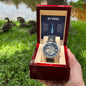 Dad my Hero - Men's OpenWork Watch with Mahogany Box - Show him he IS Special!