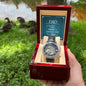 Dad a Son's first Hero - Men's OpenWork Watch with Mahogany Box - Show him he IS Special!