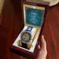 Dad a Son's first Hero - Men's OpenWork Watch with Mahogany Box - Show him he IS Special!