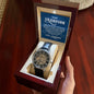 To My GrandSon - I thank The LORD for giving me such - Men's OpenWork Watch with Mahogany Box - Show him he IS Special!
