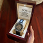 Son - you're one of a kind Men's OpenWork Watch with Mahogany Box - Show him he IS Special!
