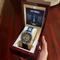 Dad my Hero - Men's OpenWork Watch with Mahogany Box - Show him he IS Special!